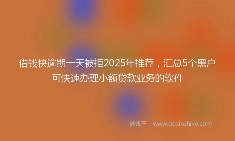 借钱快逾期一天被拒2025年推荐，汇总5个黑户可快速办理小额贷款业务的软件