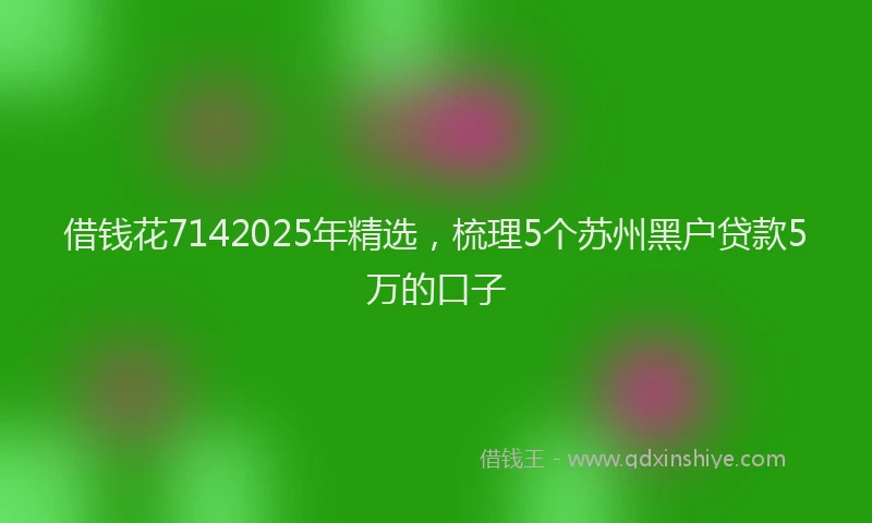 借钱花7142025年精选，梳理5个苏州黑户贷款5万的口子
