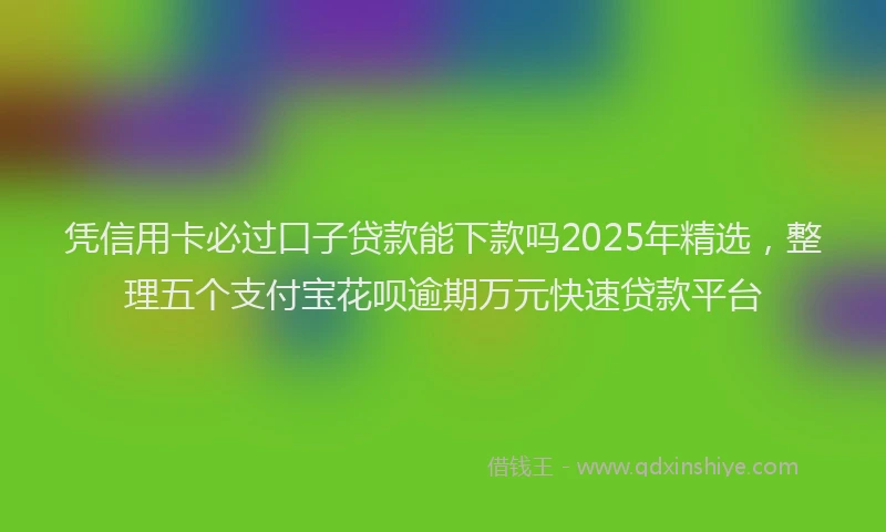 凭信用卡必过口子贷款能下款吗2025年精选，整理五个支付宝花呗逾期万元快速贷款平台