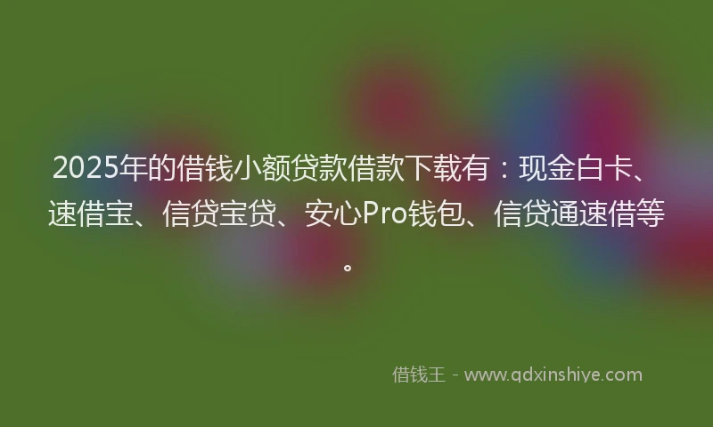 2025年的借钱小额贷款借款下载有：现金白卡、速借宝、信贷宝贷、安心Pro钱包、信贷通速借等。