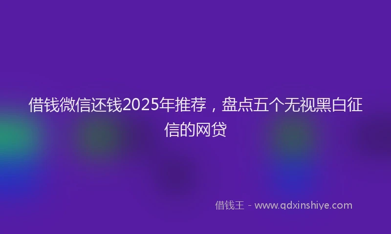 借钱微信还钱2025年推荐，盘点五个无视黑白征信的网贷