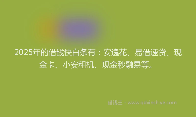 2025年的借钱快白条有：安逸花、易借速贷、现金卡、小安租机、现金秒融易等。