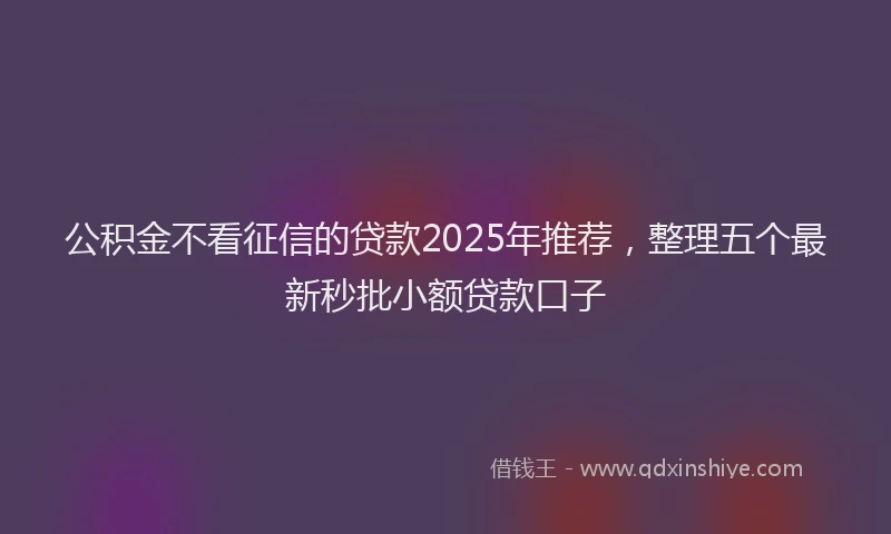 公积金不看征信的贷款2025年推荐，整理五个最新秒批小额贷款口子