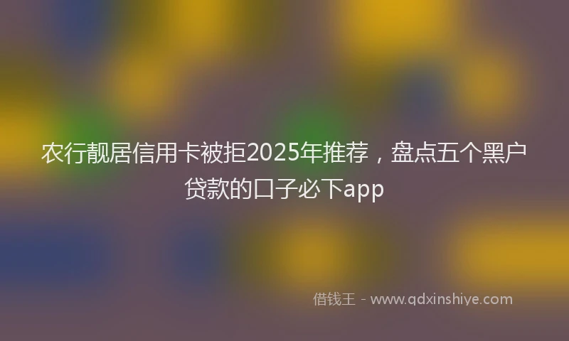 农行靓居信用卡被拒2025年推荐，盘点五个黑户贷款的口子必下app
