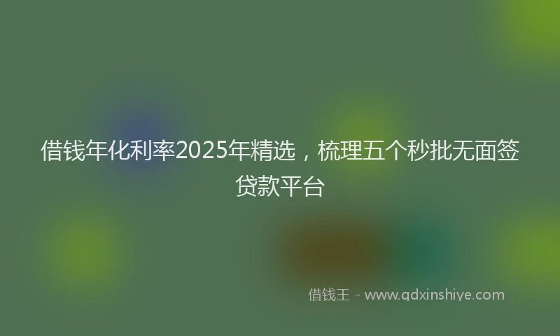 借钱年化利率2025年精选，梳理五个秒批无面签贷款平台