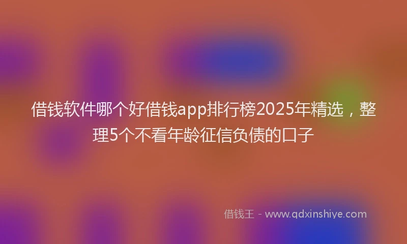 借钱软件哪个好借钱app排行榜2025年精选，整理5个不看年龄征信负债的口子