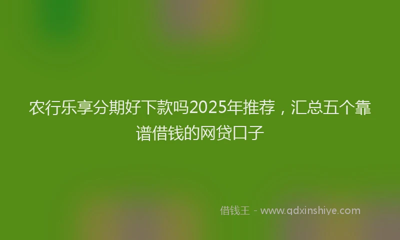 农行乐享分期好下款吗2025年推荐，汇总五个靠谱借钱的网贷口子