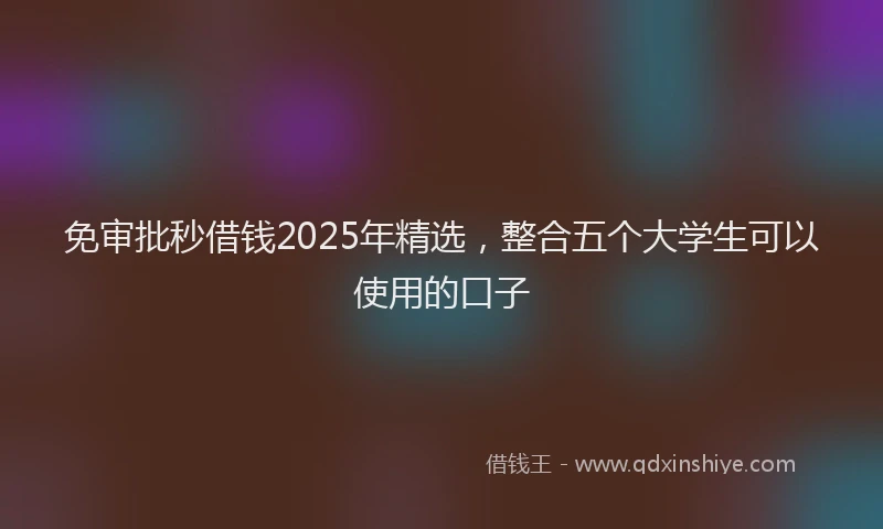 免审批秒借钱2025年精选，整合五个大学生可以使用的口子