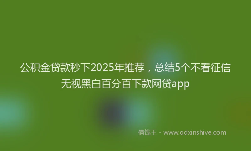公积金贷款秒下2025年推荐，总结5个不看征信无视黑白百分百下款网贷app