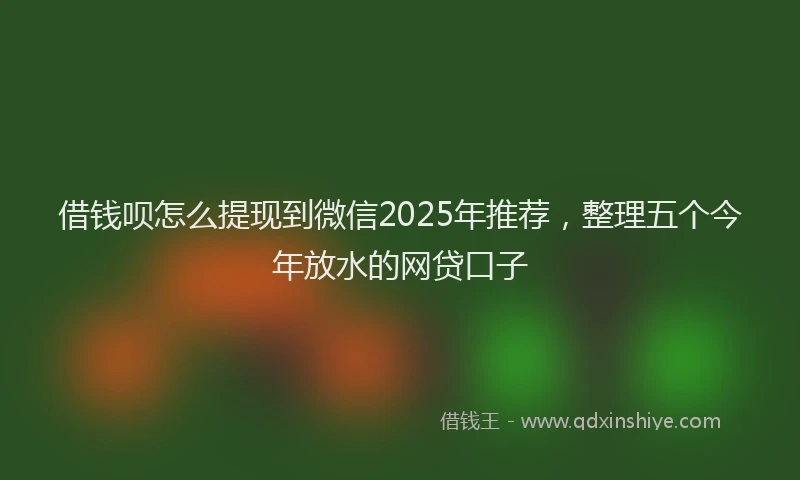 借钱呗怎么提现到微信2025年推荐，整理五个今年放水的网贷口子