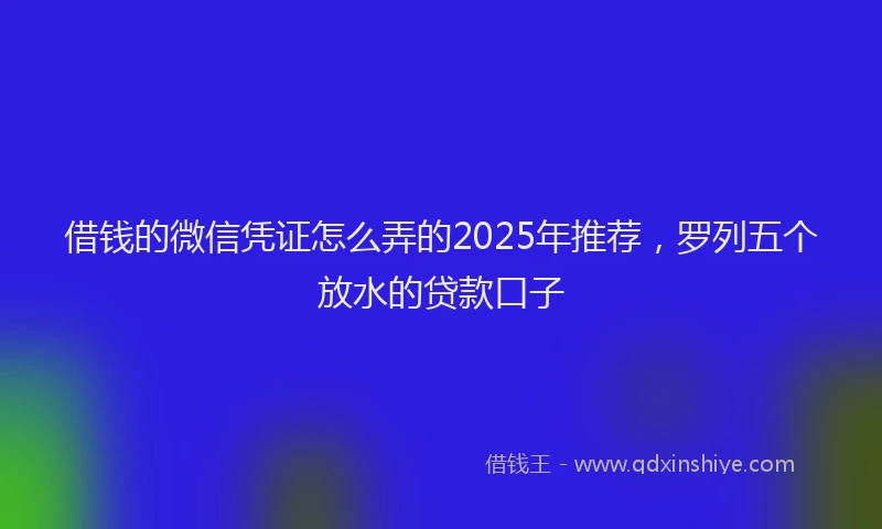 借钱的微信凭证怎么弄的2025年推荐，罗列五个放水的贷款口子