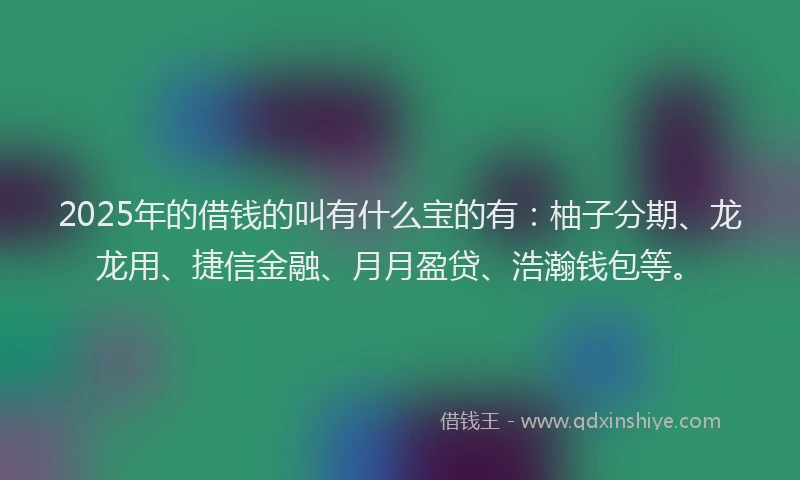 2025年的借钱的叫有什么宝的有：柚子分期、龙龙用、捷信金融、月月盈贷、浩瀚钱包等。