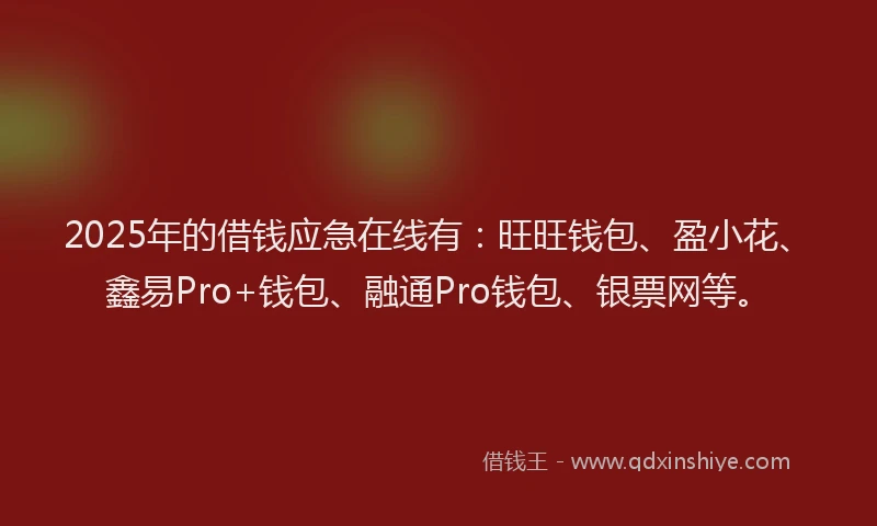 2025年的借钱应急在线有：旺旺钱包、盈小花、鑫易Pro+钱包、融通Pro钱包、银票网等。
