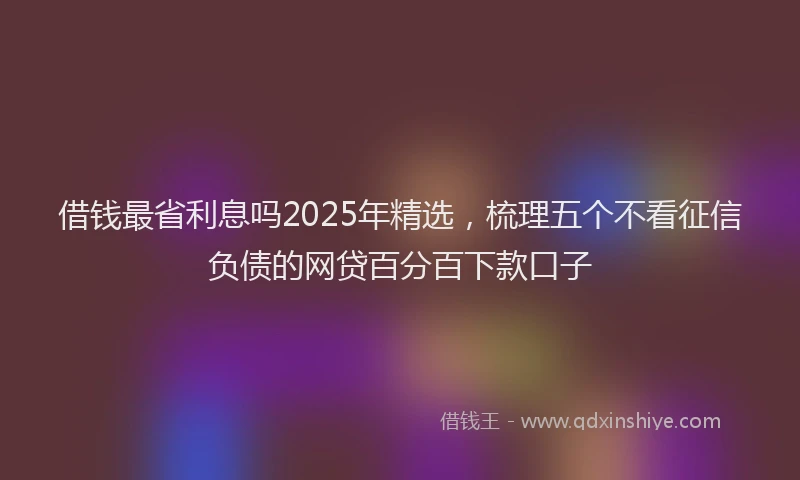 借钱最省利息吗2025年精选，梳理五个不看征信负债的网贷百分百下款口子