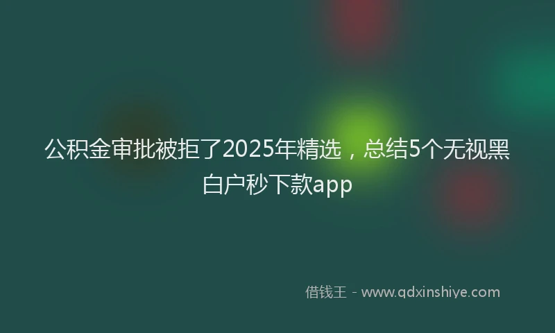 公积金审批被拒了2025年精选，总结5个无视黑白户秒下款app