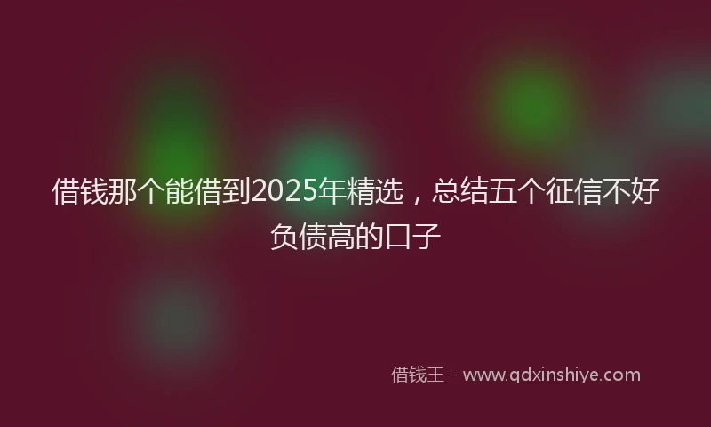 借钱那个能借到2025年精选，总结五个征信不好负债高的口子