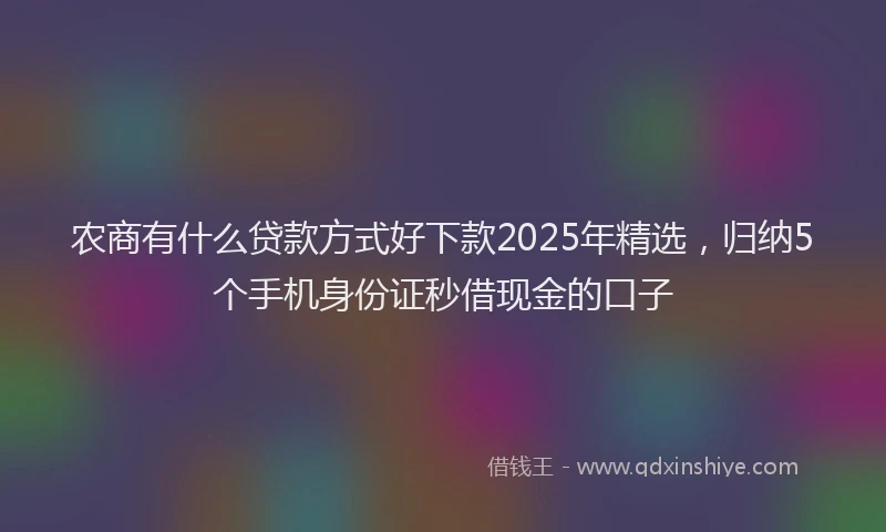 农商有什么贷款方式好下款2025年精选，归纳5个手机身份证秒借现金的口子
