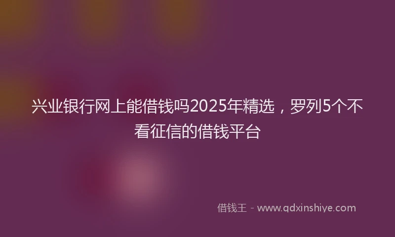 兴业银行网上能借钱吗2025年精选，罗列5个不看征信的借钱平台