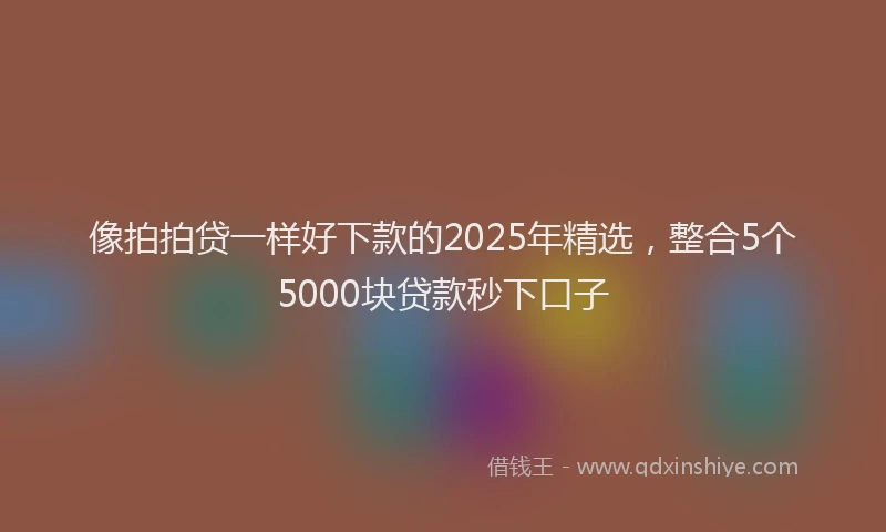 像拍拍贷一样好下款的2025年精选，整合5个5000块贷款秒下口子