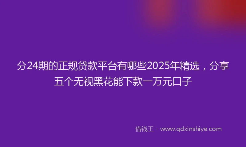 分24期的正规贷款平台有哪些2025年精选，分享五个无视黑花能下款一万元口子