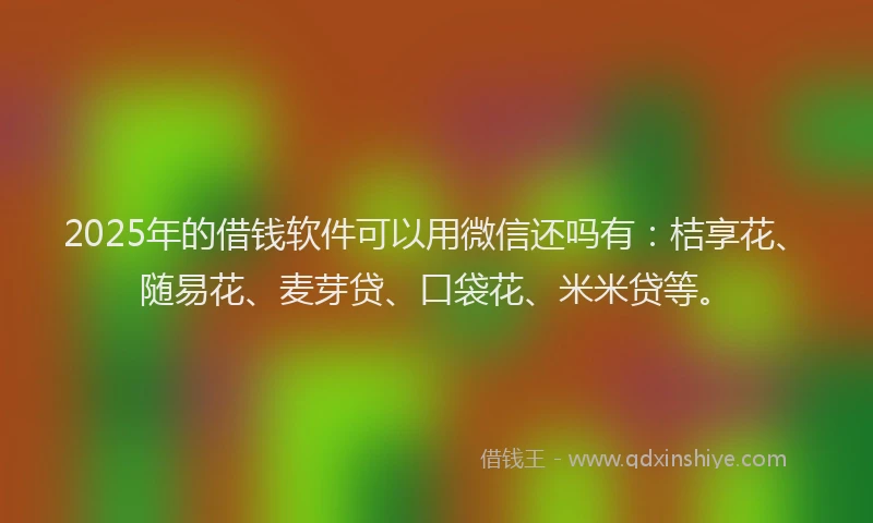 2025年的借钱软件可以用微信还吗有：桔享花、随易花、麦芽贷、口袋花、米米贷等。
