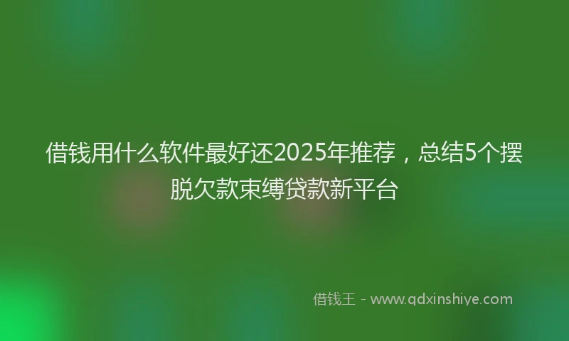借钱用什么软件最好还2025年推荐，总结5个摆脱欠款束缚贷款新平台