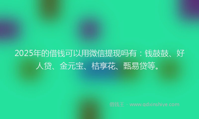 2025年的借钱可以用微信提现吗有：钱鼓鼓、好人贷、金元宝、桔享花、甄易贷等。