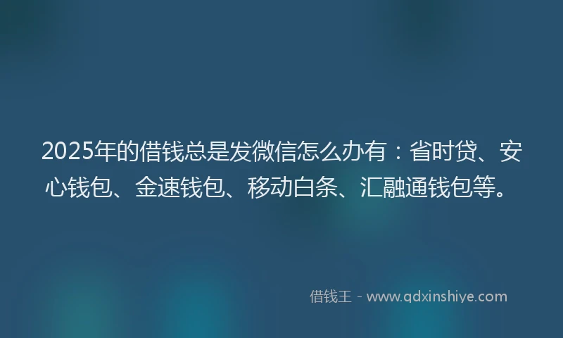 2025年的借钱总是发微信怎么办有：省时贷、安心钱包、金速钱包、移动白条、汇融通钱包等。