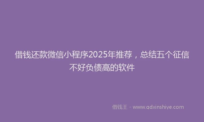 借钱还款微信小程序2025年推荐，总结五个征信不好负债高的软件