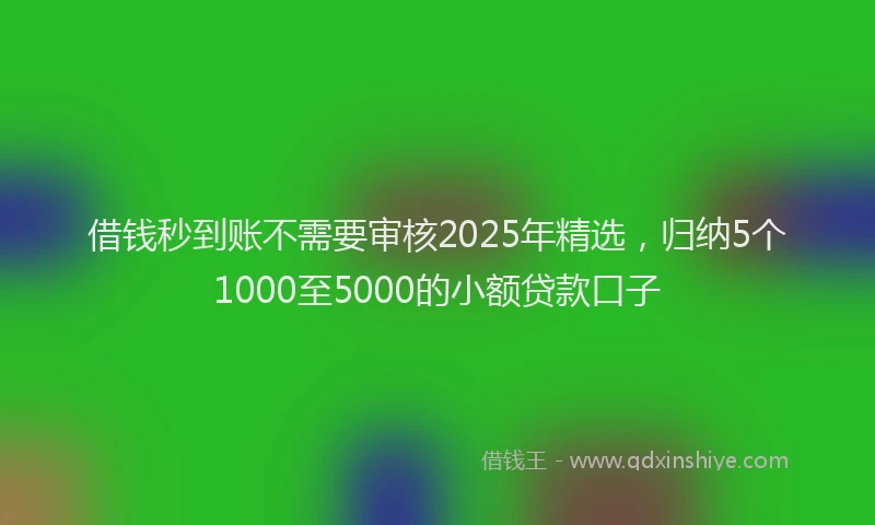 借钱秒到账不需要审核2025年精选，归纳5个1000至5000的小额贷款口子