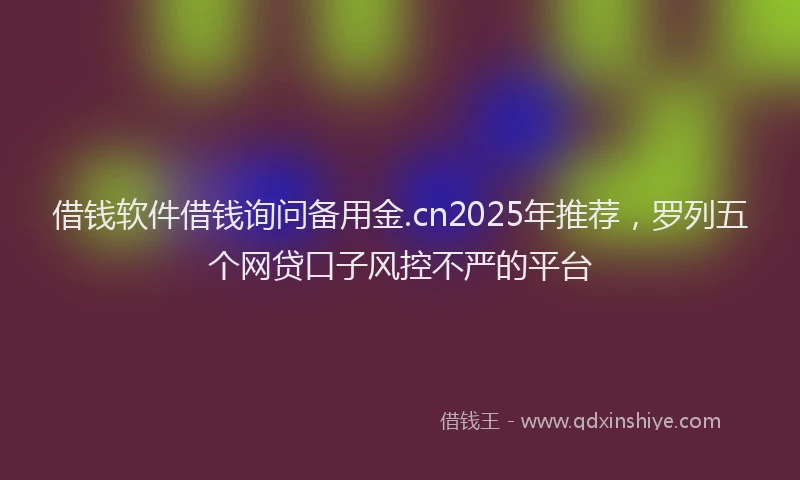 借钱软件借钱询问备用金.cn2025年推荐，罗列五个网贷口子风控不严的平台