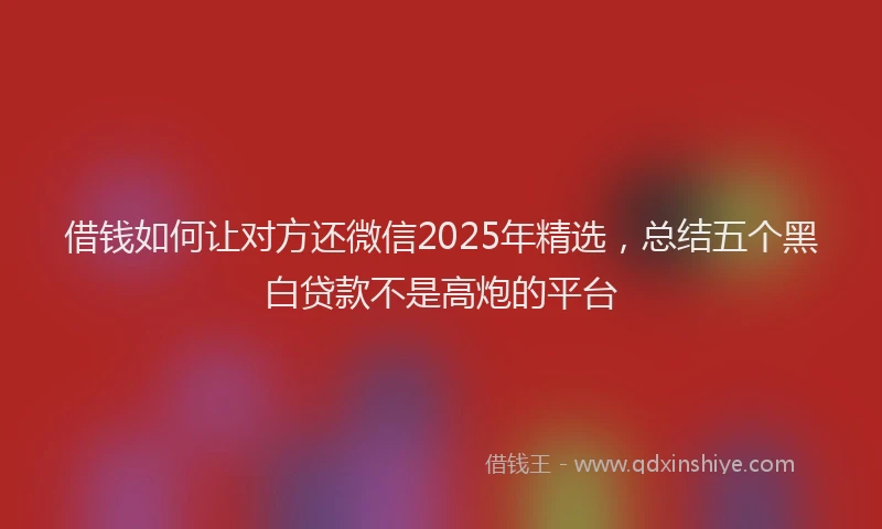 借钱如何让对方还微信2025年精选，总结五个黑白贷款不是高炮的平台