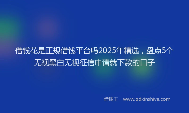 借钱花是正规借钱平台吗2025年精选，盘点5个无视黑白无视征信申请就下款的口子