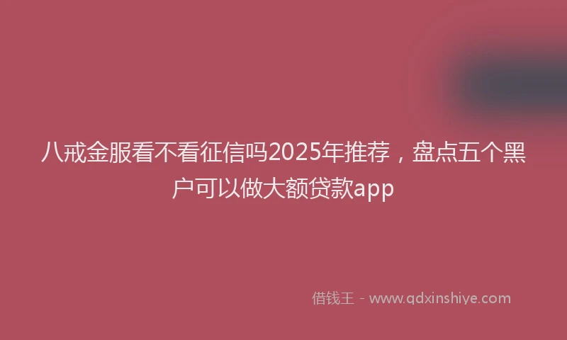 八戒金服看不看征信吗2025年推荐，盘点五个黑户可以做大额贷款app