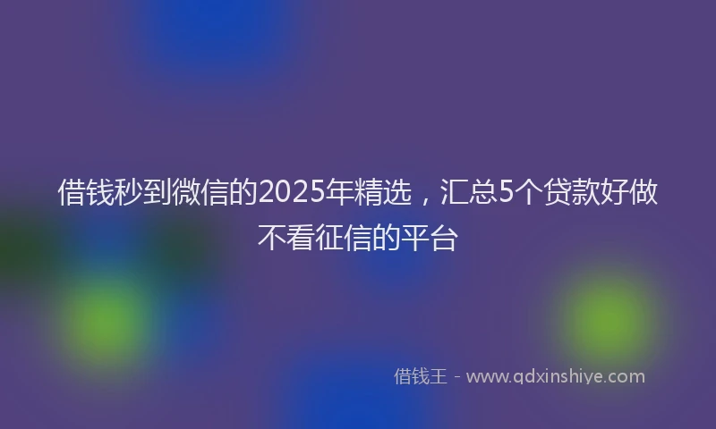 借钱秒到微信的2025年精选，汇总5个贷款好做不看征信的平台