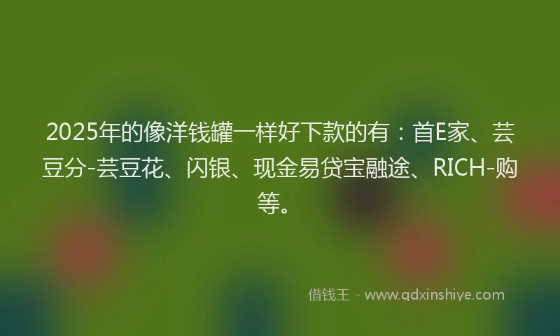 2025年的像洋钱罐一样好下款的有：首E家、芸豆分-芸豆花、闪银、现金易贷宝融途、RICH-购等。