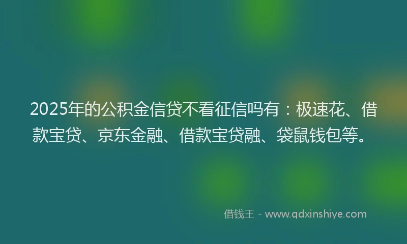 2025年的公积金信贷不看征信吗有：极速花、借款宝贷、京东金融、借款宝贷融、袋鼠钱包等。