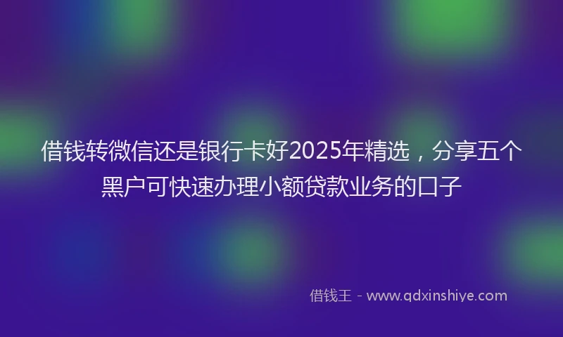 借钱转微信还是银行卡好2025年精选，分享五个黑户可快速办理小额贷款业务的口子
