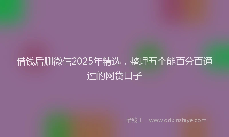 借钱后删微信2025年精选，整理五个能百分百通过的网贷口子