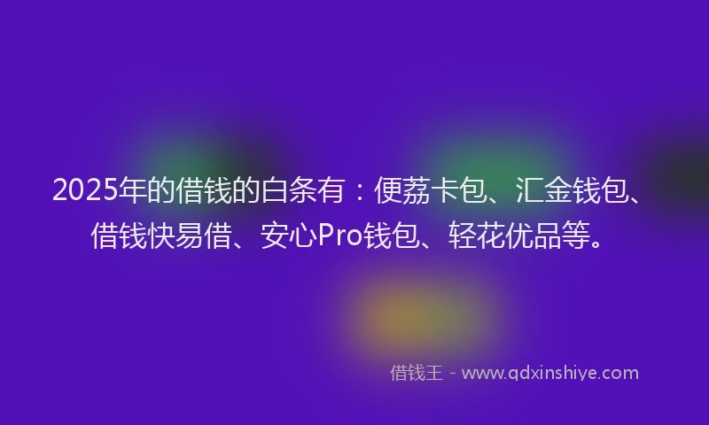 2025年的借钱的白条有：便荔卡包、汇金钱包、借钱快易借、安心Pro钱包、轻花优品等。