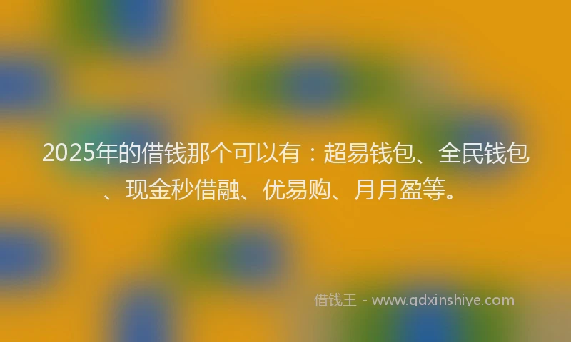 2025年的借钱那个可以有：超易钱包、全民钱包、现金秒借融、优易购、月月盈等。