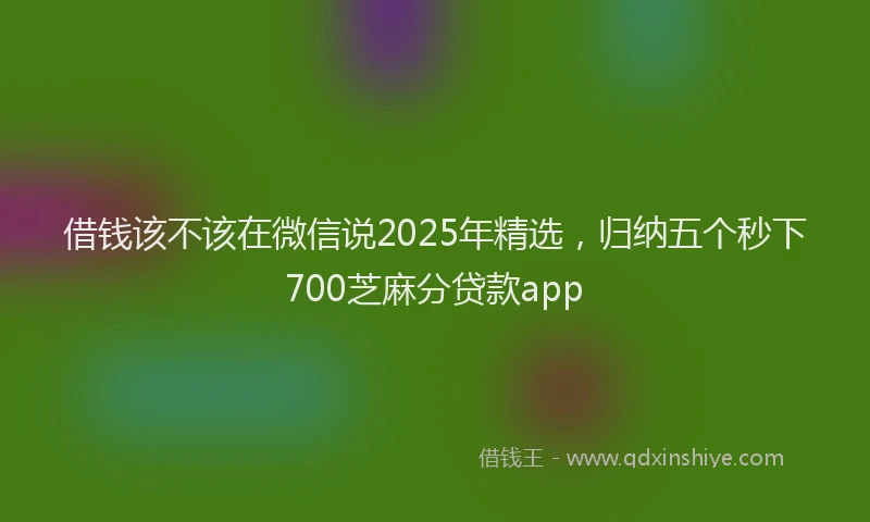借钱该不该在微信说2025年精选，归纳五个秒下700芝麻分贷款app