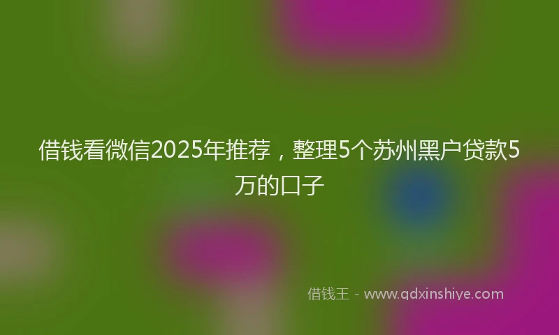 借钱看微信2025年推荐，整理5个苏州黑户贷款5万的口子