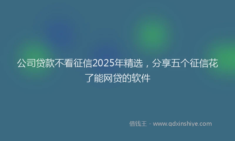 公司贷款不看征信2025年精选，分享五个征信花了能网贷的软件