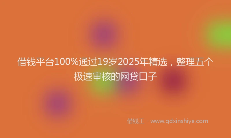 借钱平台100%通过19岁2025年精选，整理五个极速审核的网贷口子