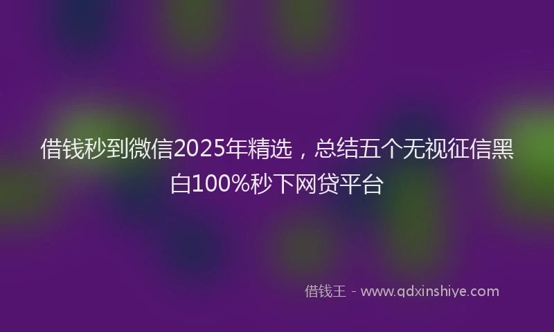 借钱秒到微信2025年精选，总结五个无视征信黑白100%秒下网贷平台