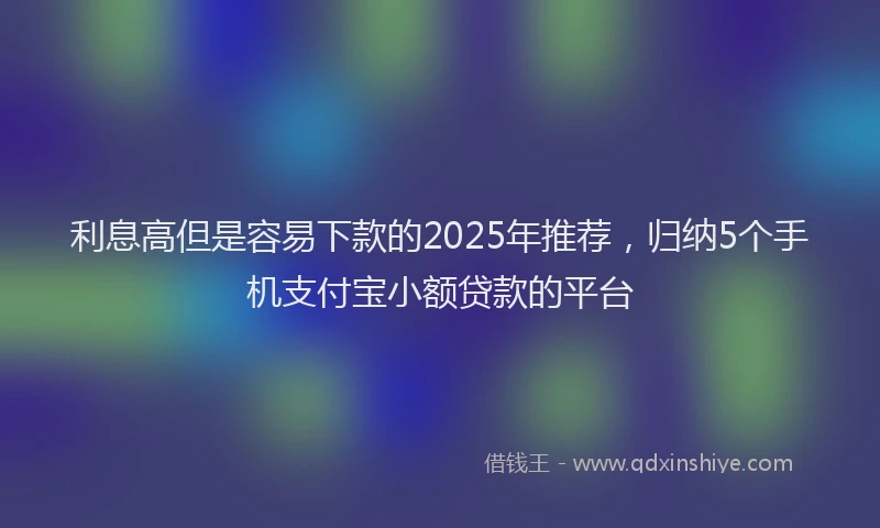 利息高但是容易下款的2025年推荐，归纳5个手机支付宝小额贷款的平台