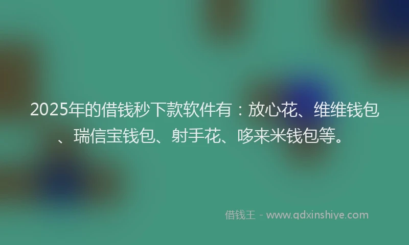 2025年的借钱秒下款软件有：放心花、维维钱包、瑞信宝钱包、射手花、哆来米钱包等。
