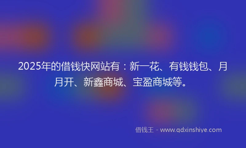 2025年的借钱快网站有：新一花、有钱钱包、月月开、新鑫商城、宝盈商城等。
