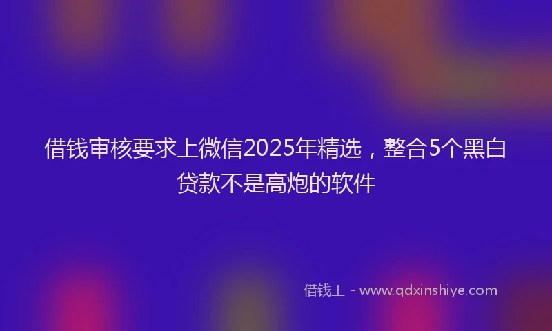 借钱审核要求上微信2025年精选，整合5个黑白贷款不是高炮的软件